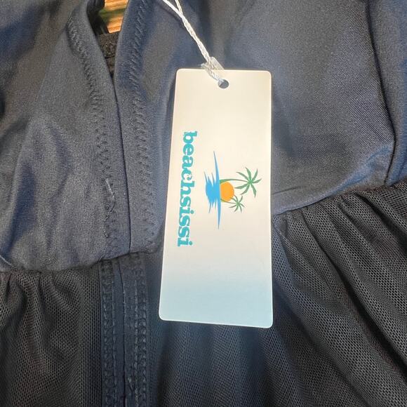 NWT Beach Sissi Fly Away Draped Black Swimsuit Size XL - Picture 7 of 9